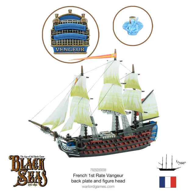 Bolt Action Black Seas 1st Rate with Vengeur back plate and figure head pièce métal