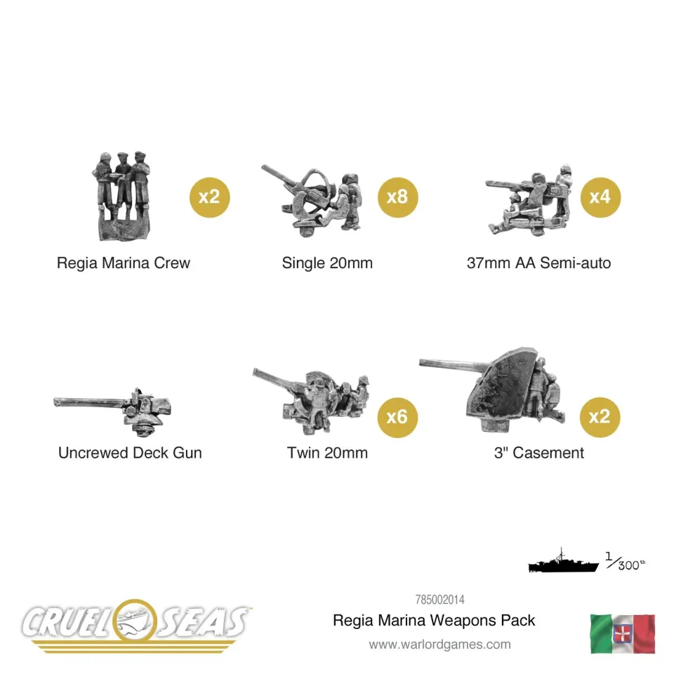 Bolt Action Cruel Seas Regia Marina pack armes métal