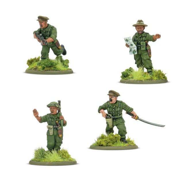 Bolt Action Gurkha Platoon Commanders figurines commandants résine