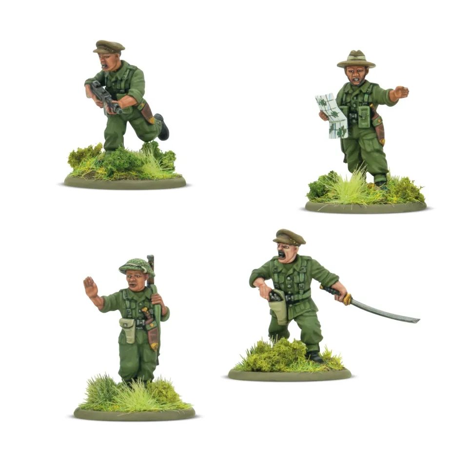 Bolt Action Gurkha Platoon Commanders figurines commandants résine