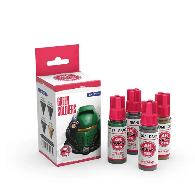 AK Interactive QuickGen Green Soldiers coffret 4 peintures vert