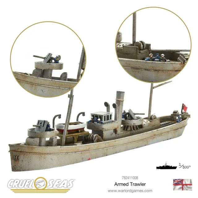 Bolt Action Cruel Seas Armed Trawler chalutier armé résine métal