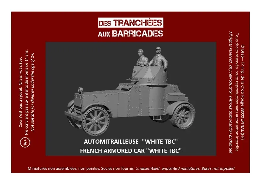 Des Tranchées aux Barricades White TBC automitrailleuse 28mm avec commandants