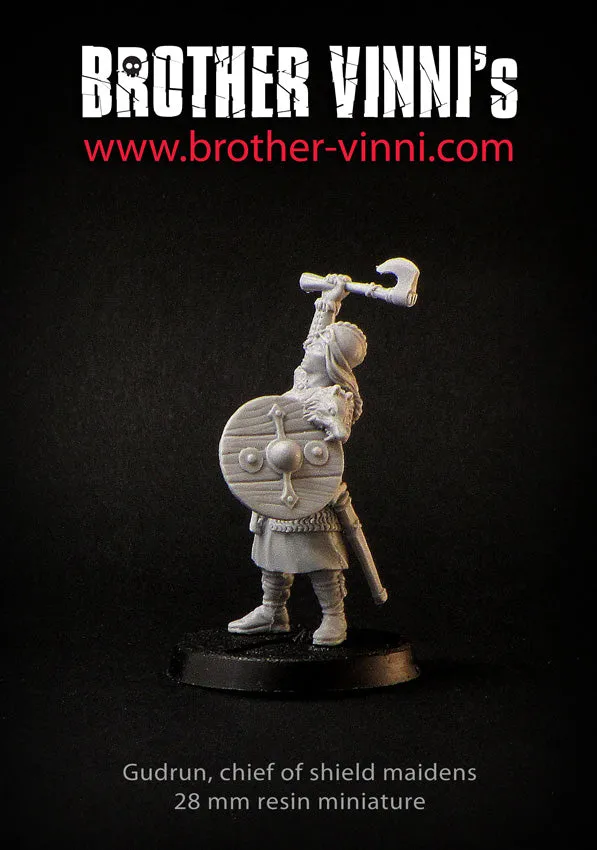 Brother Vinni Shield Maiden figurine résine 28mm cheffe viking
