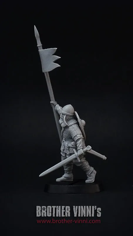 Brother Vinni Knight Standard Bearer figurine résine 28mm porte-étendard