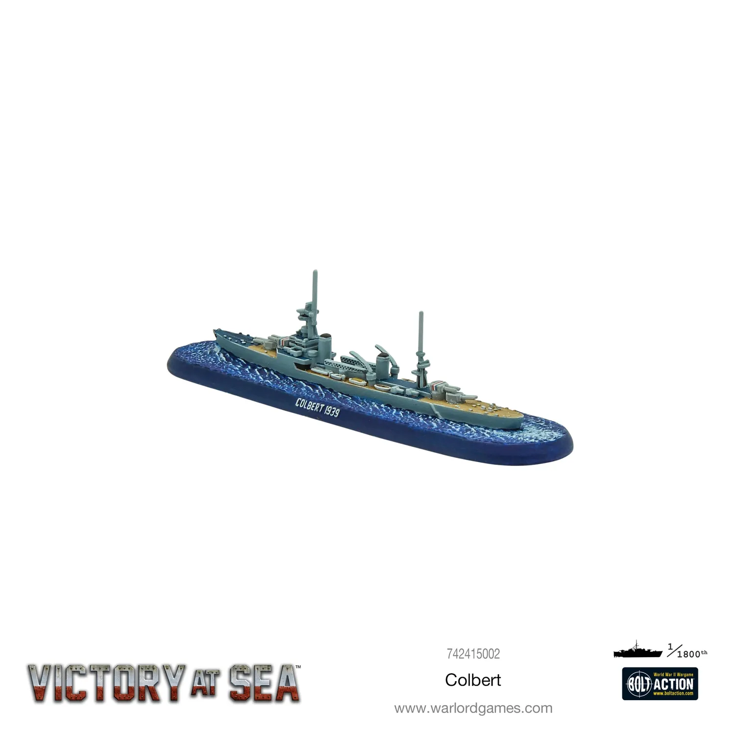 Bolt Action Victory at Sea Colbert navire résine Marine Nationale