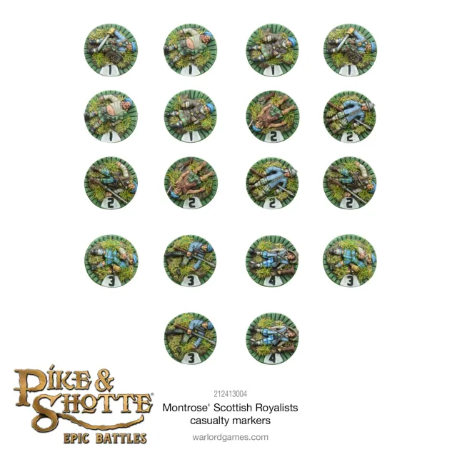 Warlord Games Pike & Shotte Montrose marqueurs pertes boîte 18