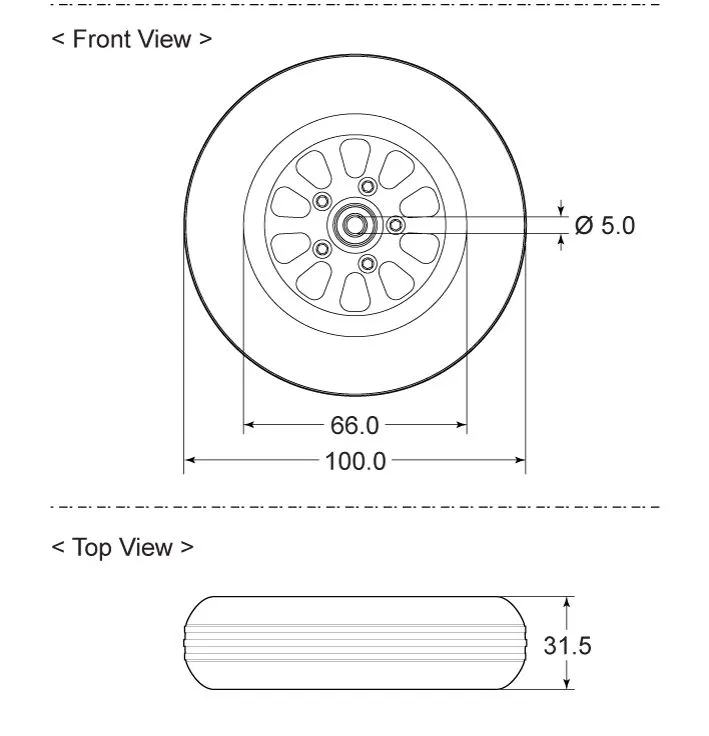 Black Horse Model Rubber Wheel/Hub 100mm roue caoutchouc