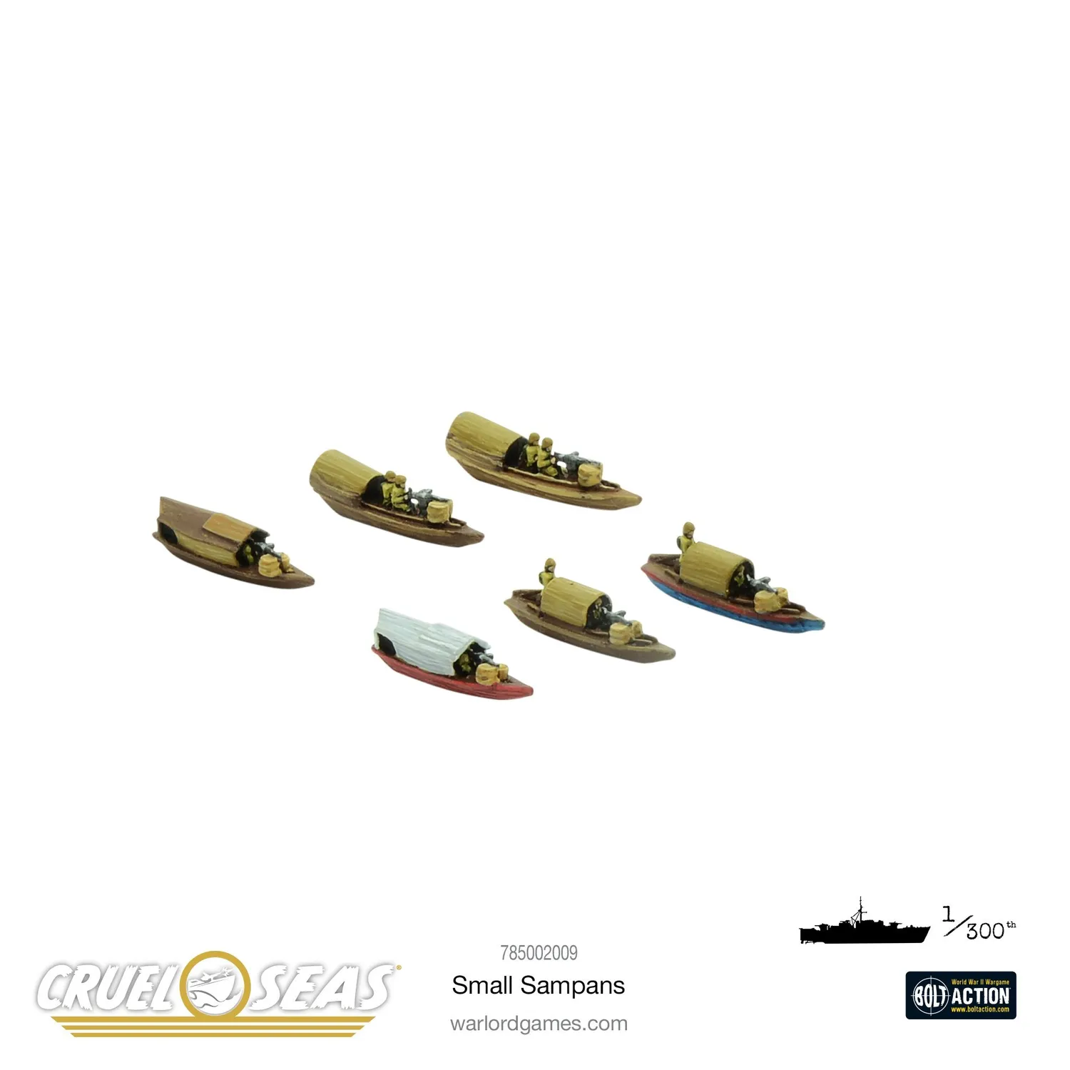 Bolt Action Cruel Seas Small Sampans bateaux métal x6