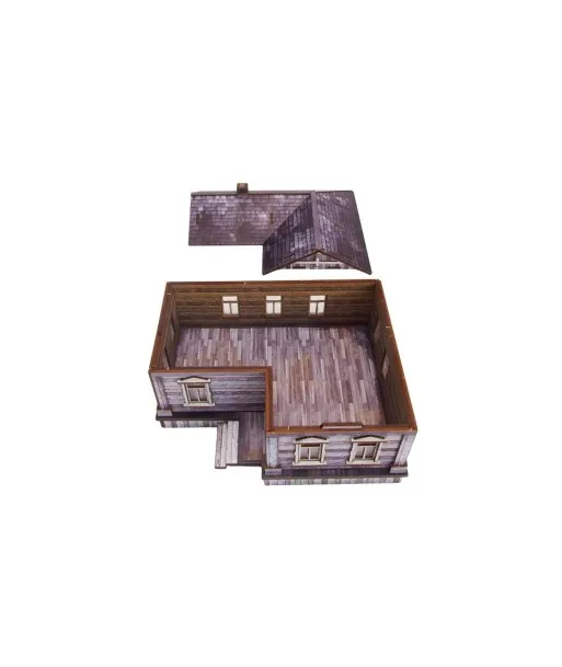 Des Tranchées aux Barricades Maison village russe décor 28mm bois blanchi