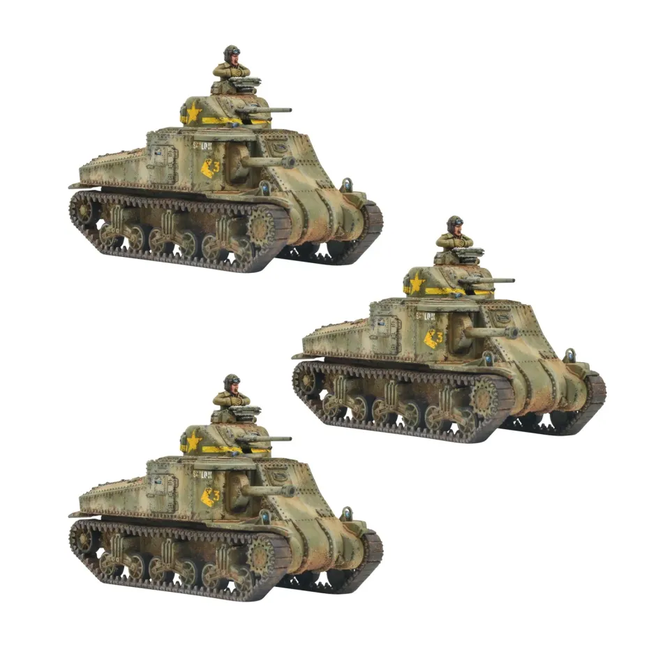 Bolt Action M3 Lee Armoured Platoon char lot de 3 plastique