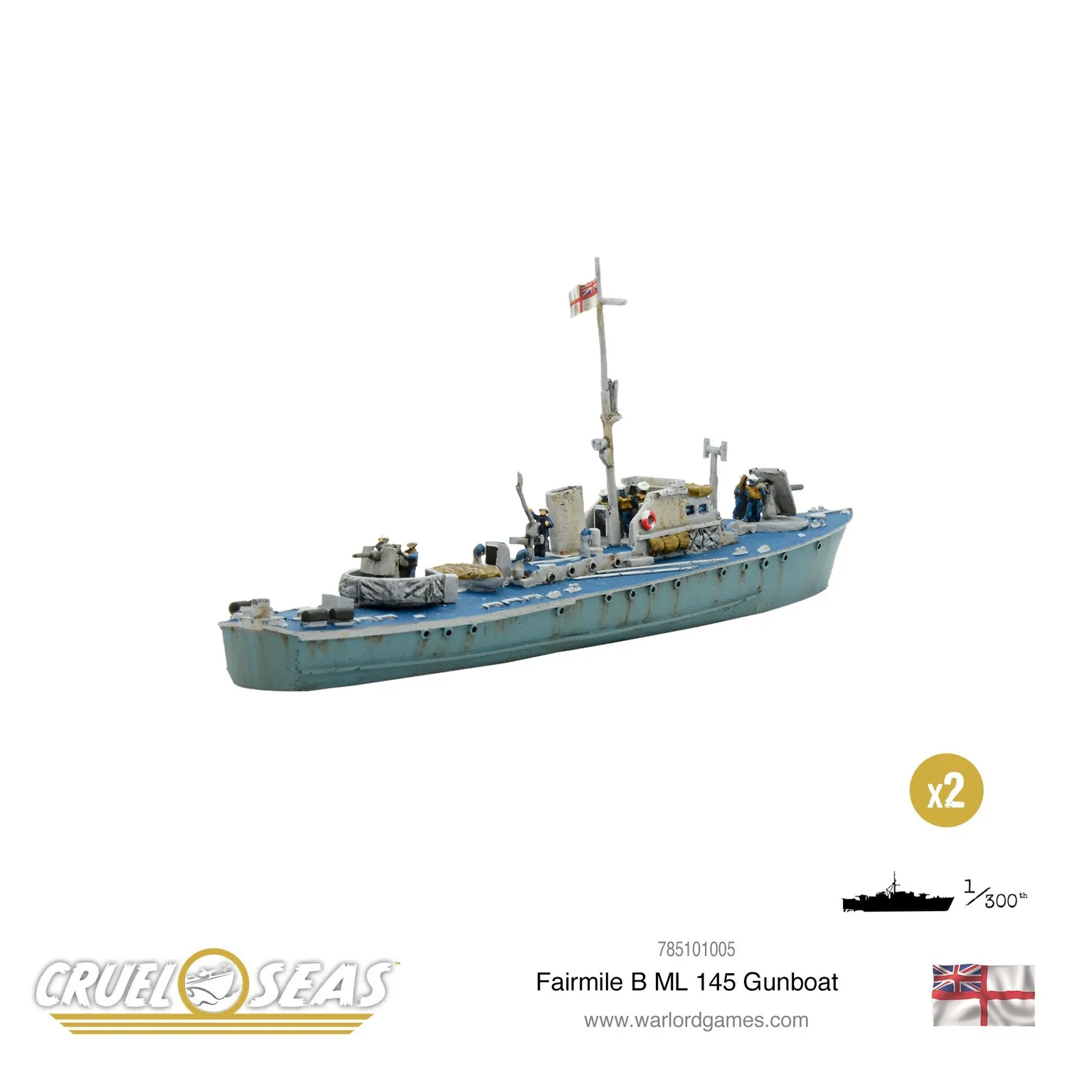 Bolt Action Cruel Seas Fairmile B ML 145 navire canonnière lot de 2