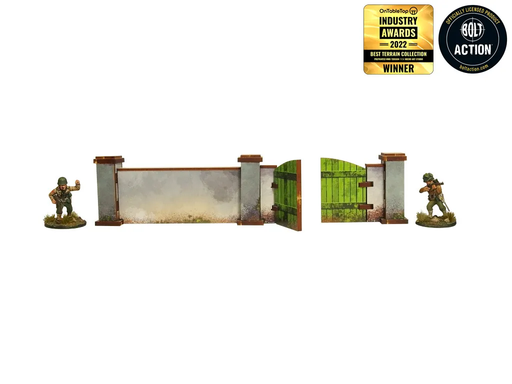 DES TRANCHEES AUX BARRICADES Décors 28mm Hauts murs crépis avec portail décor MDF