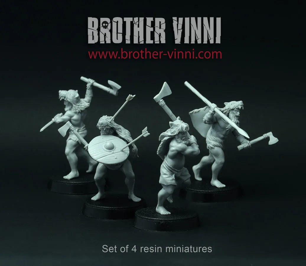 Brother Vinni Viking Berserk Ulfhednar figurine résine 28mm lot de 4