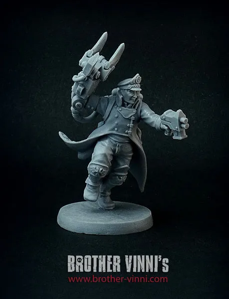 Brother Vinni Mechanized Commissar figurine résine 28 mm cyborg