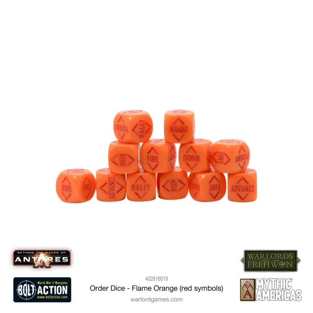 Bolt Action Order Dice Flame Orange dés d’ordre 12 pièces orange