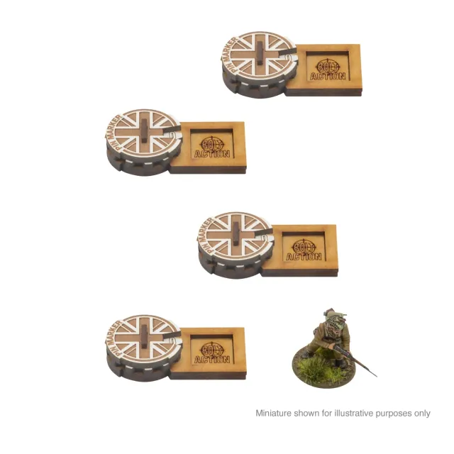 Bolt Action MDF Unit Pin Markers Great Britain marqueurs 4 pièces