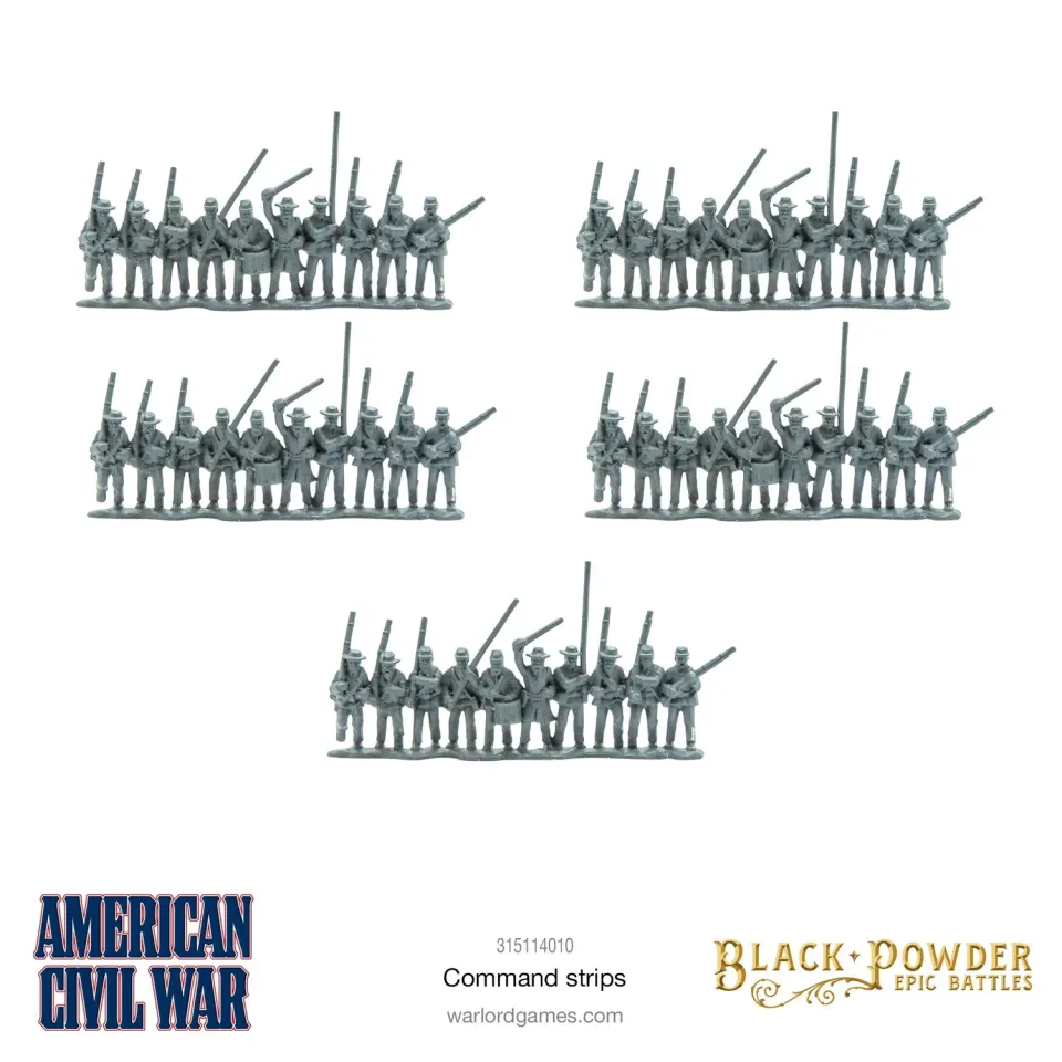 Bolt Action Epic Battles ACW Command strips métal x5