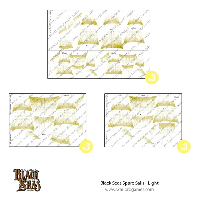 Bolt Action Black Seas Spare sails light voiles de rechange légères 9 feuilles