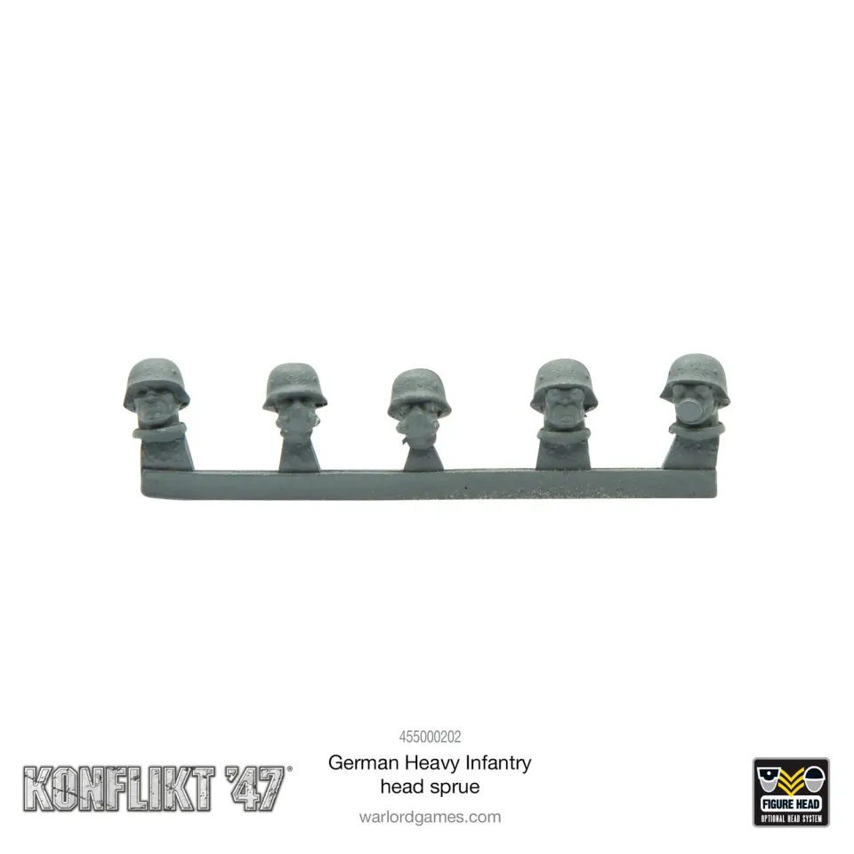 Konflikt '47 German Heavy Infantry head sprue têtes métal 2 grappes