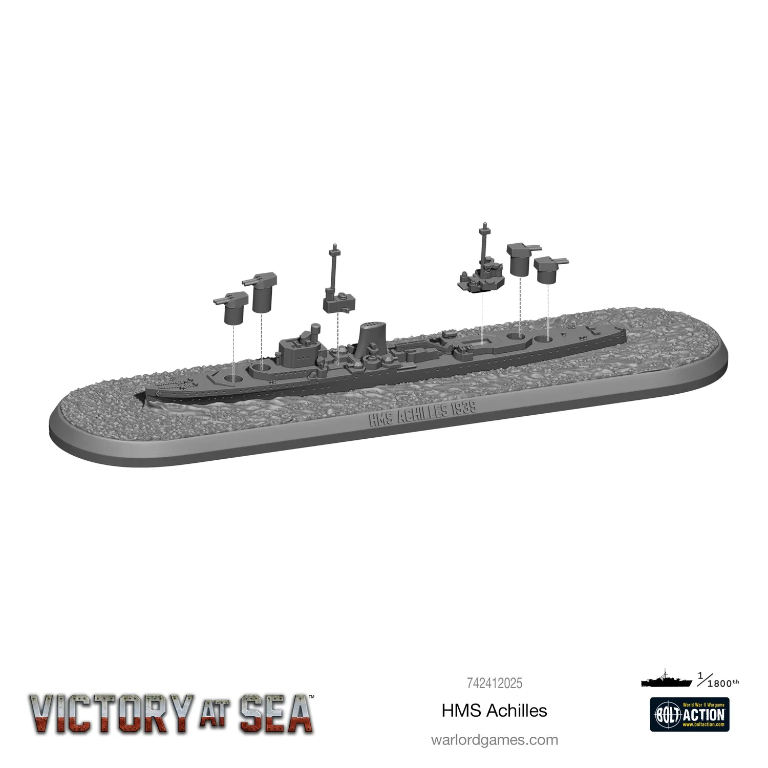 Bolt Action Victory at Sea HMS Achilles maquette navire résine