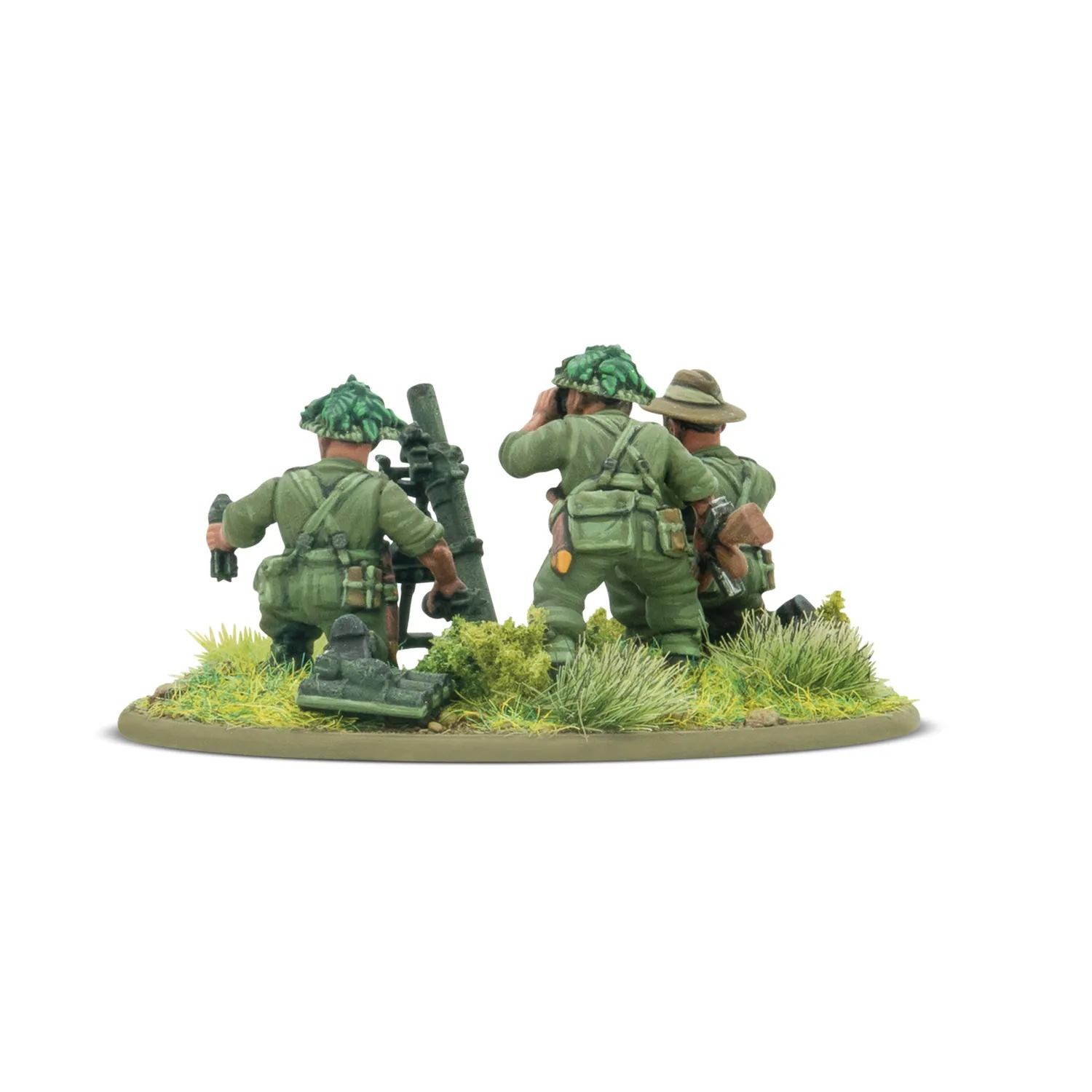Bolt Action Gurkha Medium Mortar Team figurines 3-inch