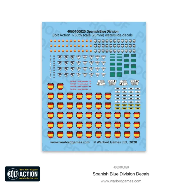 Bolt Action Spanish Blue Division décalcomanies pour figurines