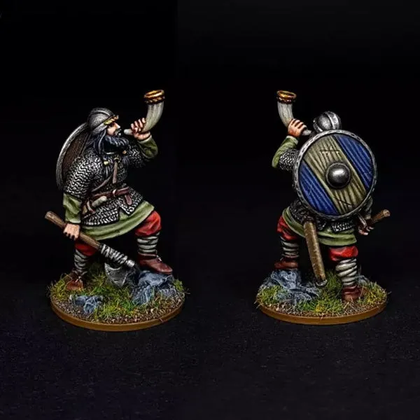 Brother Vinni Viking Trumpeter figurine résine 28mm cor