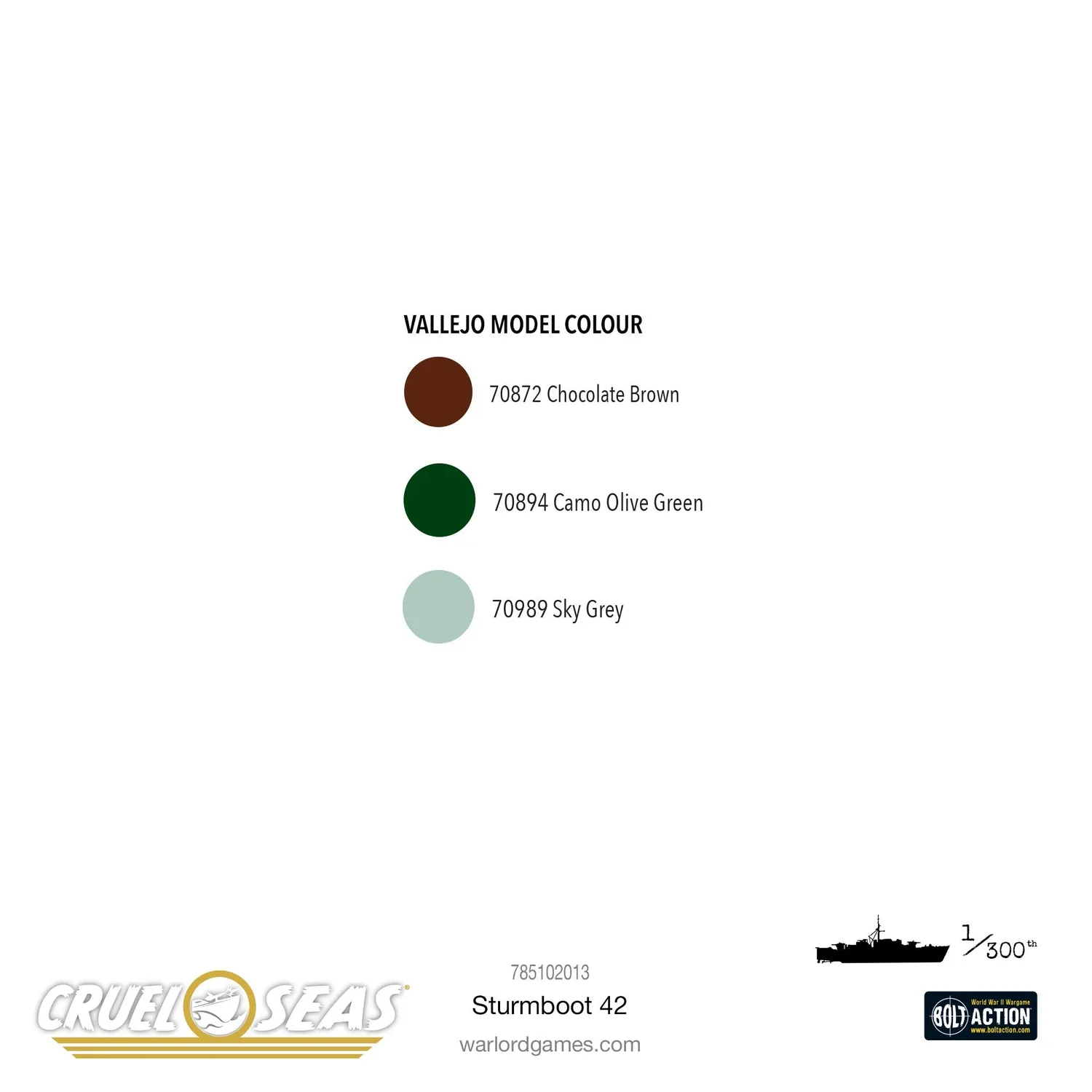 Warlord Games Cruel Seas Sturmboot 42 (Heavy) bateaux métal 4 pièces
