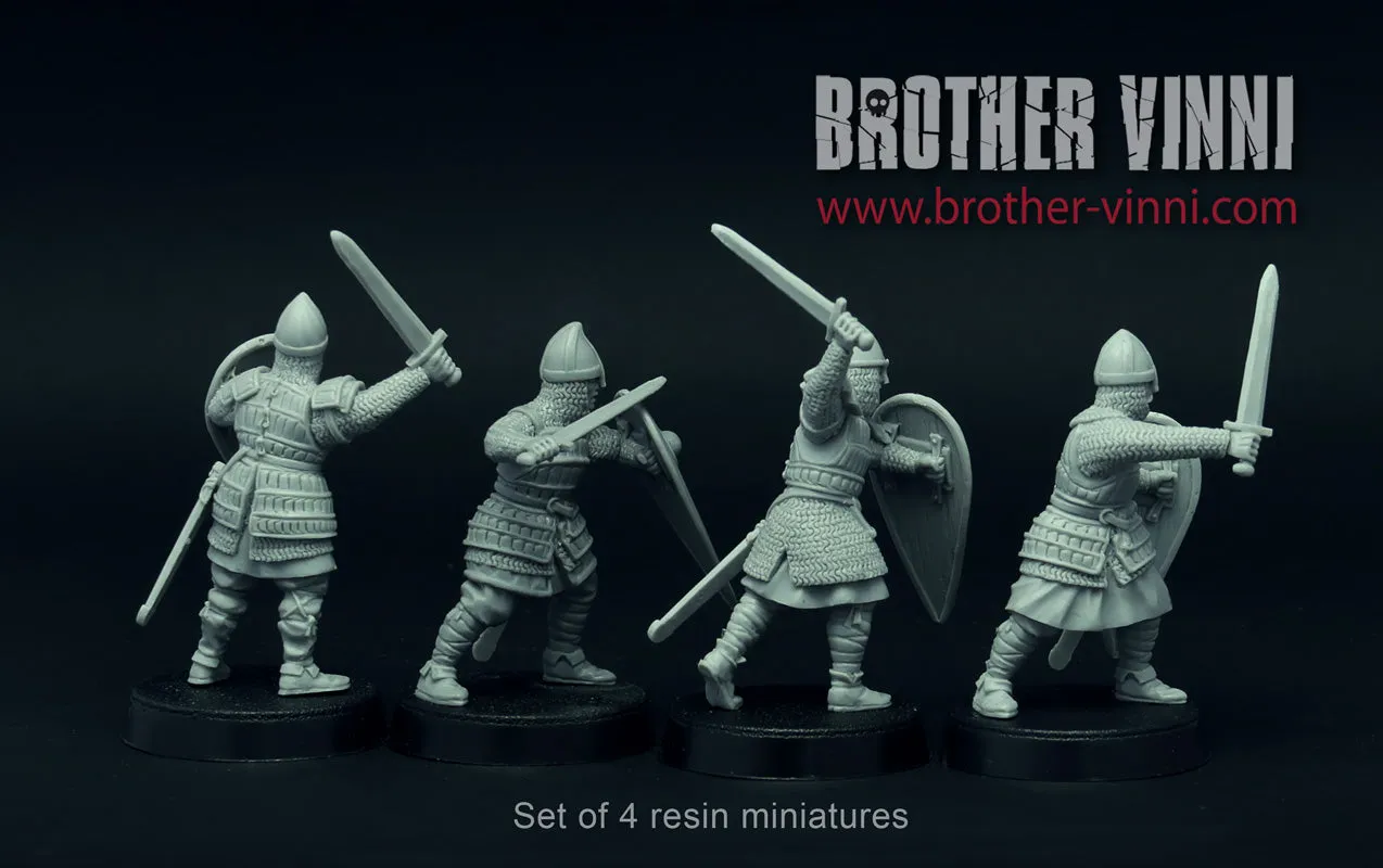 Brother Vinni Italo-Norman Knights lot 4 figurines résine 28mm épées