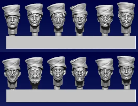 Des Tranchées aux Barricades têtes chéchias fichier STL x12