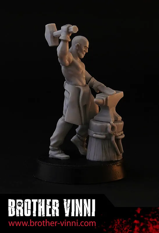 Brother Vinni Forgeron figurine résine 28mm au travail