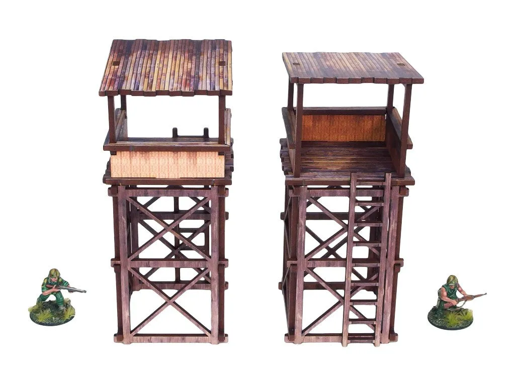 Bolt Action Pre-Painted WW2 Pacific Guard Tower (2) décor prépeint