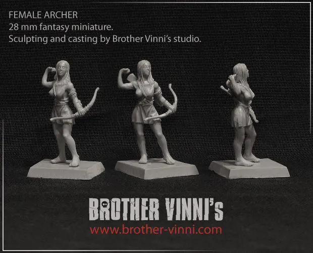 Brother Vinni Female Greek Archer figurine résine 28mm arc