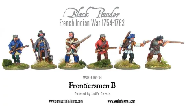 Bolt Action Black Powder French-Indian War Frontiersmen B figurines x6