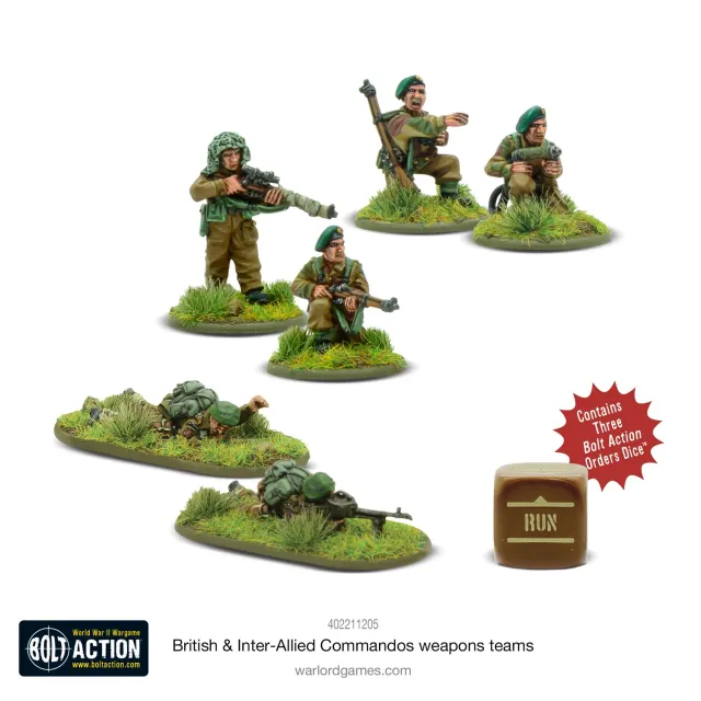 Bolt Action British & Inter-Allied Commandos weapons teams figurines