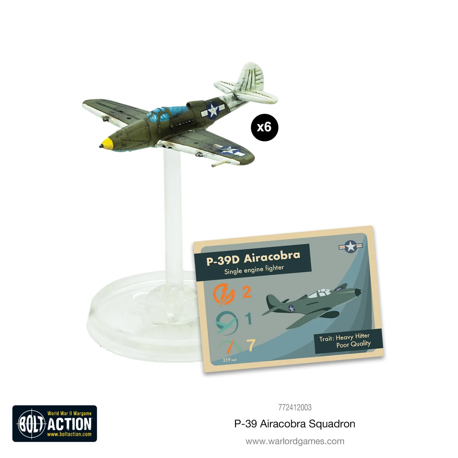 Warlord Games Blood Red Skies P-39 Airacobra escadrille résine