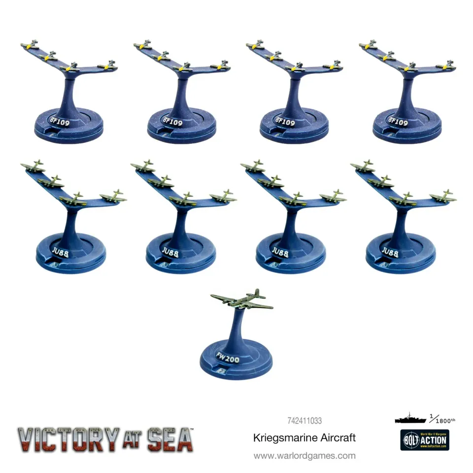 Warlord Games Victory at Sea Kriegsmarine Aircraft figurines avions x9 résine