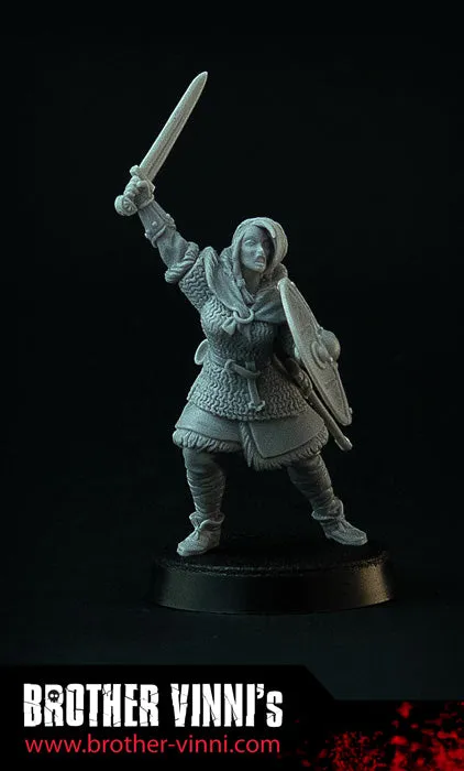 Brother Vinni Shield Maiden Chief figurine résine 28mm viking