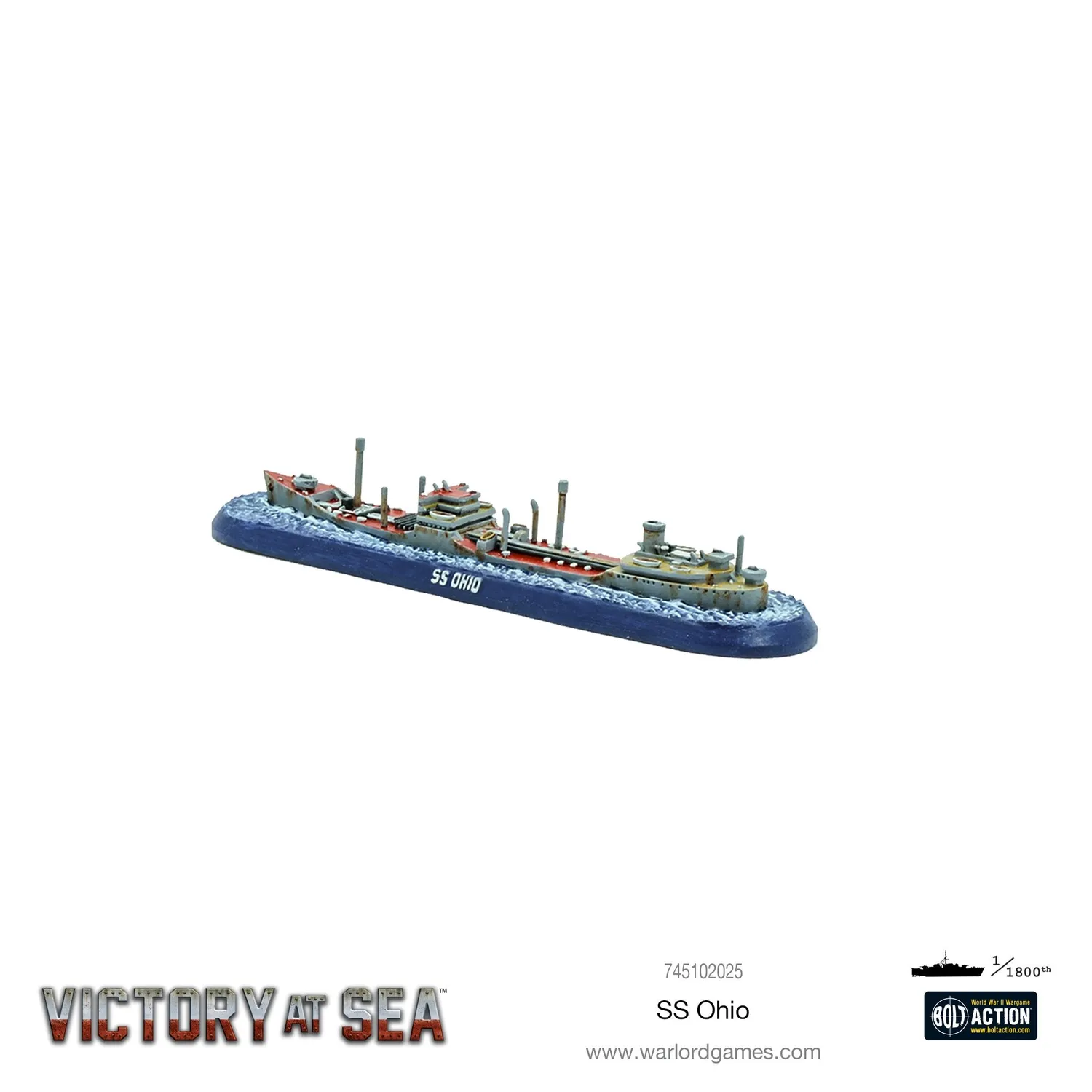 Bolt Action Victory at Sea SS Ohio tanker pétrolier en résine et métal