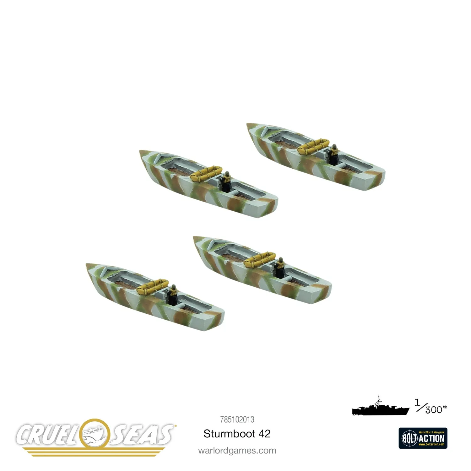 Warlord Games Cruel Seas Sturmboot 42 (Heavy) bateaux métal 4 pièces