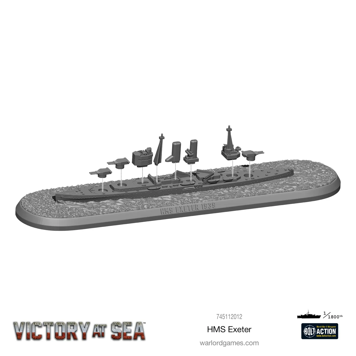 Bolt Action Victory at Sea HMS Exeter croiseur résine métal