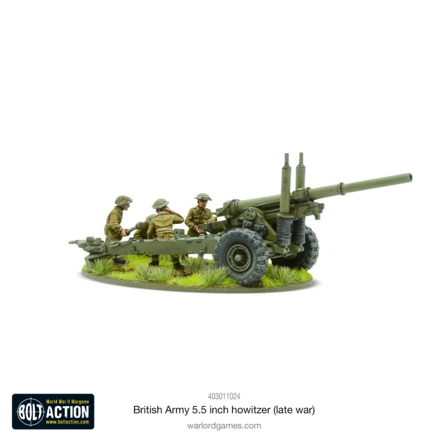 Bolt Action British Army 5.5 inch Howitzer Late War canon métal avec équipage