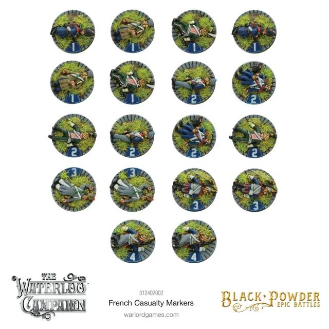 Black Powder Epic Battles Napoleonic French Casualty Markers marqueurs pertes 18