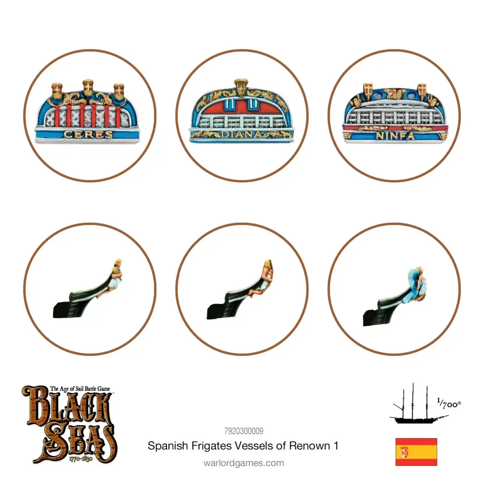 Bolt Action Black Seas Spanish Frigates Named Ships Pack 1 accessoires métal