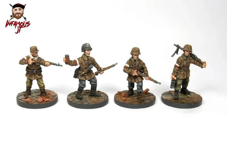 Infamous JT Insurgés polonais avec fusils et mitrailleuse figurines métal 28mm 4 pièces