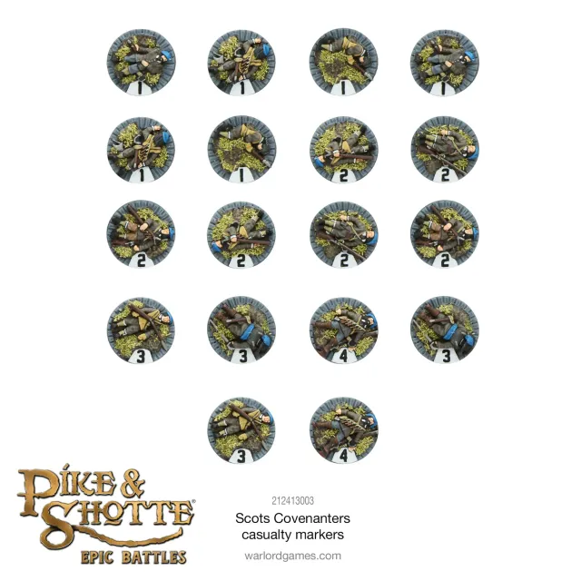 Bolt Action Pike & Shotte Epic Battles Scots Covenanters casualty markers marqueurs pertes