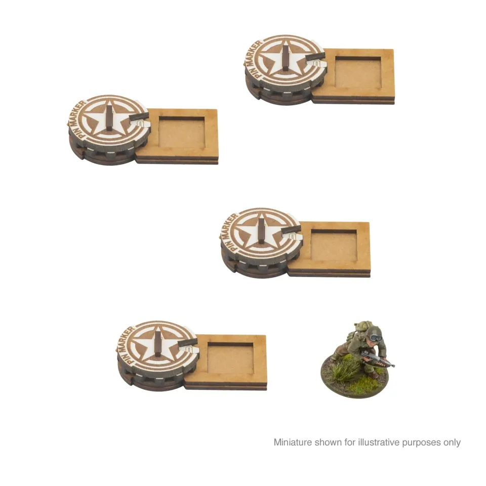 Bolt Action MDF Unit Pin Markers USA marqueurs x4 MDF