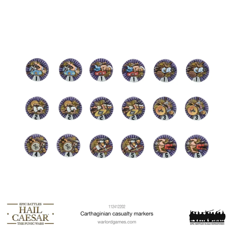 Hail Caesar Epic Battles Carthaginian marqueurs pertes x18 résine