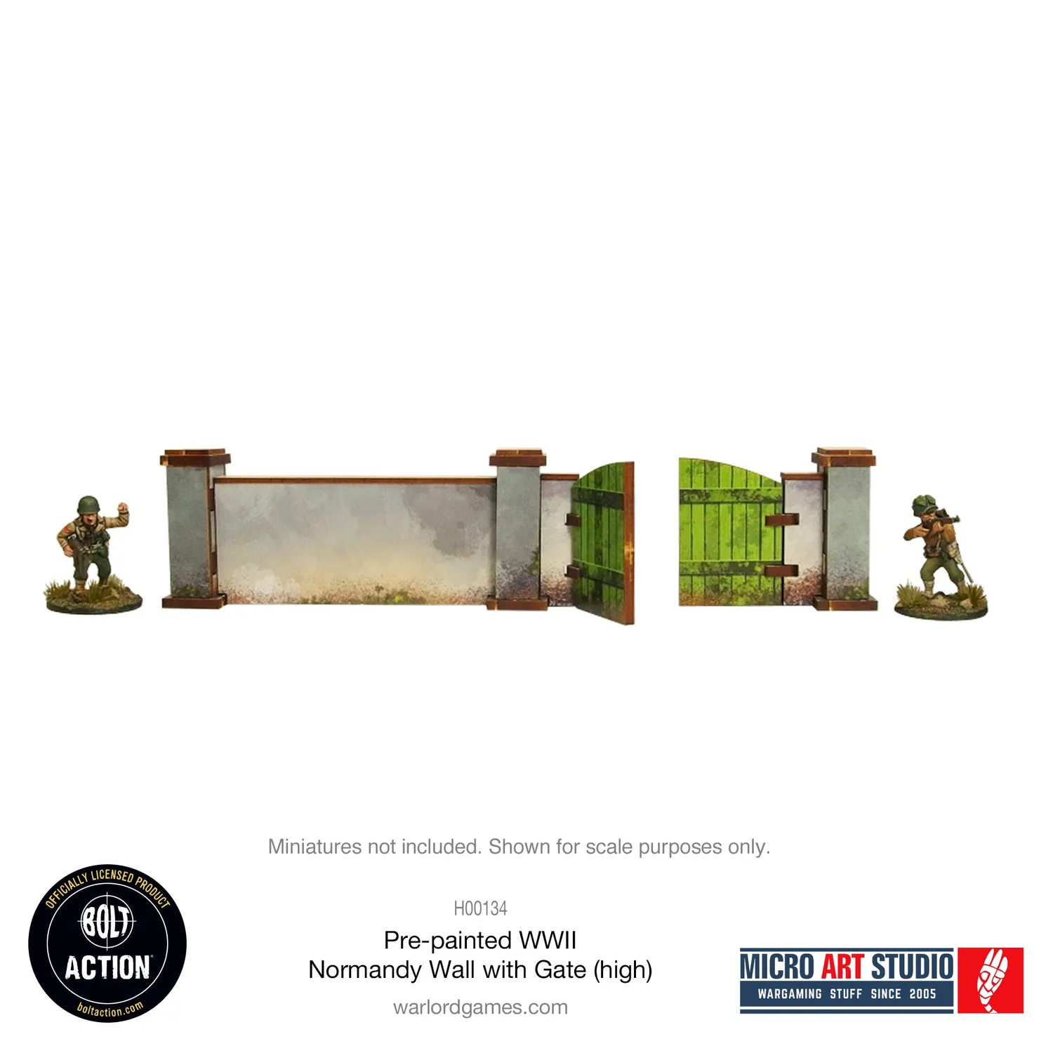 Bolt Action WW2 Normandy Walls with Gate mur prépeint haut 80 cm